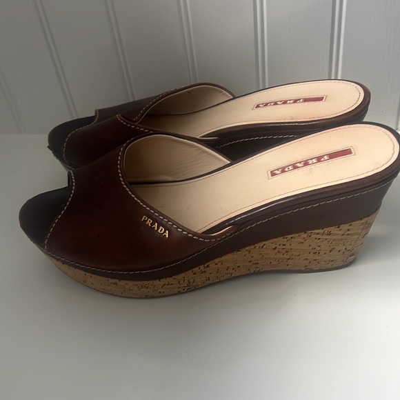 Prada wedges - like new - barely worn  cork wedge - Picture 2 of 3